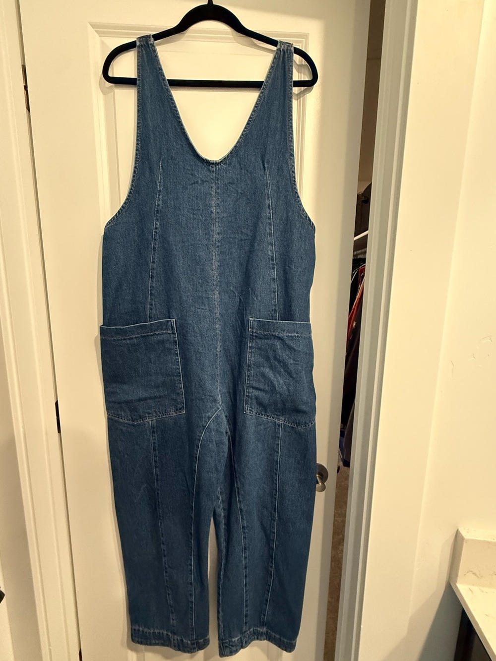 We The Free Denim Wide-Leg Jumpsuit in Medium Blue